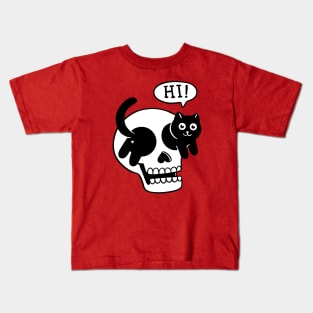 Cat and skull hi Kids T-Shirt